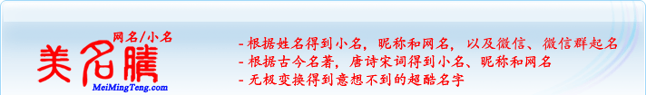 根據(jù)姓名得到小名，昵稱和網(wǎng)名；根據(jù)古今名著，唐詩宋詞得到小名，昵稱和網(wǎng)名；無極變換得到意想不到的超酷名字