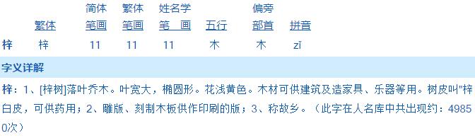  2017雞年帶“梓”字的寶寶起名